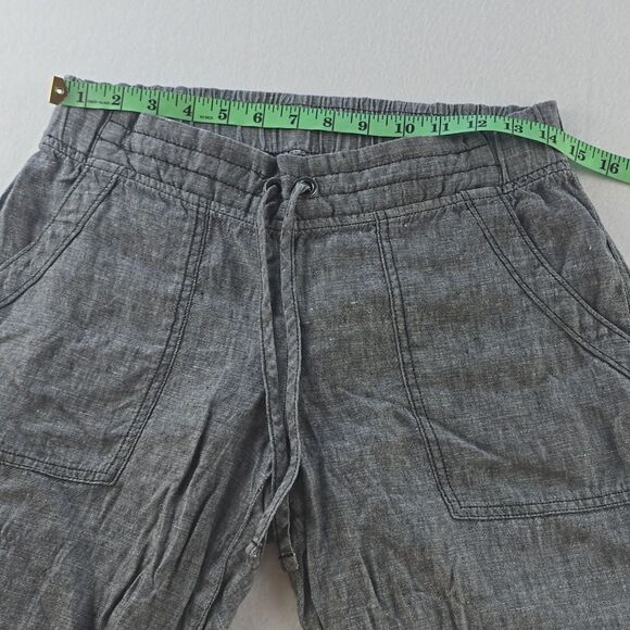 Athleta -1411 Gray 100% Linen Mid Rise Cropped Ankle Pants Size‎ 4 - Picture 7 of 9